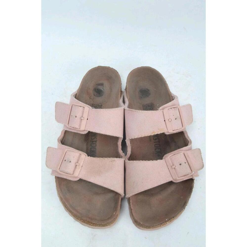 Birkenstock Arizona Vegan Soft Pink Canvas Shoes Slide Slip On  39 / 8 Narrow - Picture 2 of 13